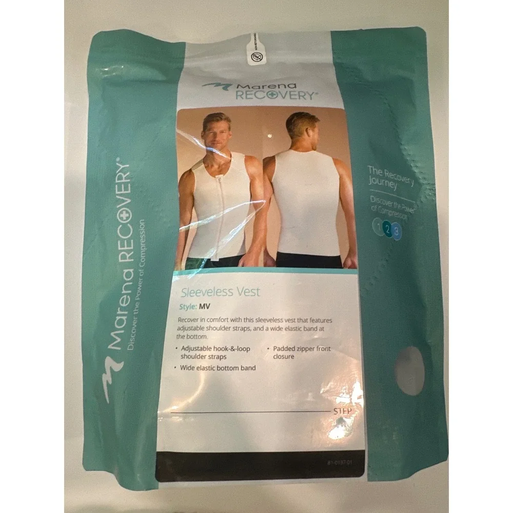 Marena Recovery Male Compression Vest Style MV Small Black Post-Surgical Support